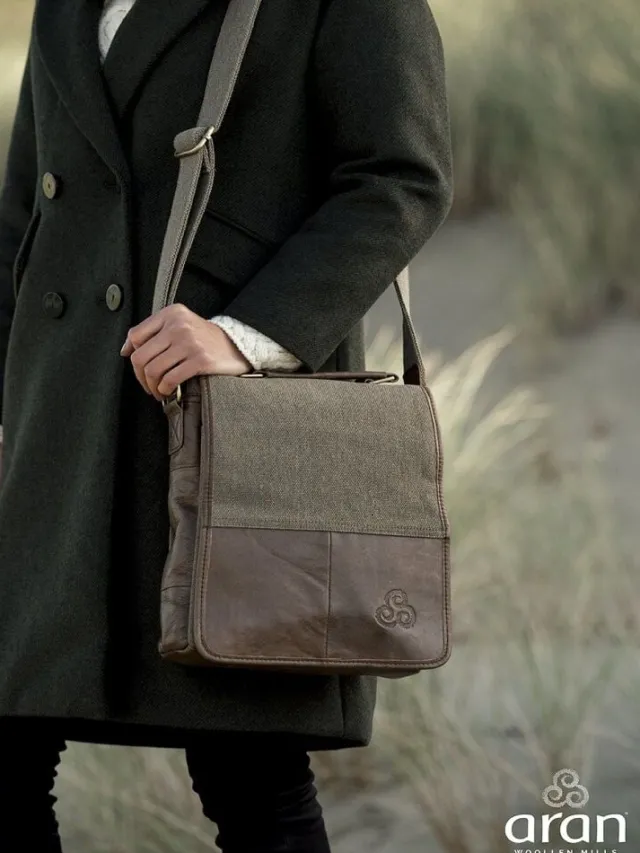 Stylish Irish Bags*Sweater Shop Tweed and Leather Satchel Bag