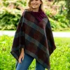 Womens Aran & Tweed Coats|Ladies Aran Ponchos & Capes*Sweater Shop Tweed Poncho with purple collar - Made in Ireland