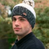 Aran Wool Hats|Mens Caps*Sweater Shop Uneven Wool Bobble Hat Charcoal