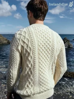 Mens Fisherman Sweaters|Mens Knitwear*Sweater Shop Unisex Heavyweight Aran Sweater Natural
