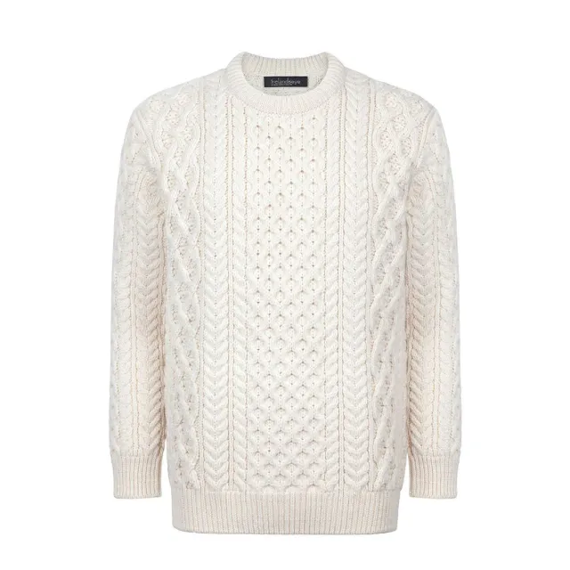 Womens Irish Knitwear|Womens Aran Fisherman Sweaters*Sweater Shop Unisex Heavyweight Aran Sweater - Natural