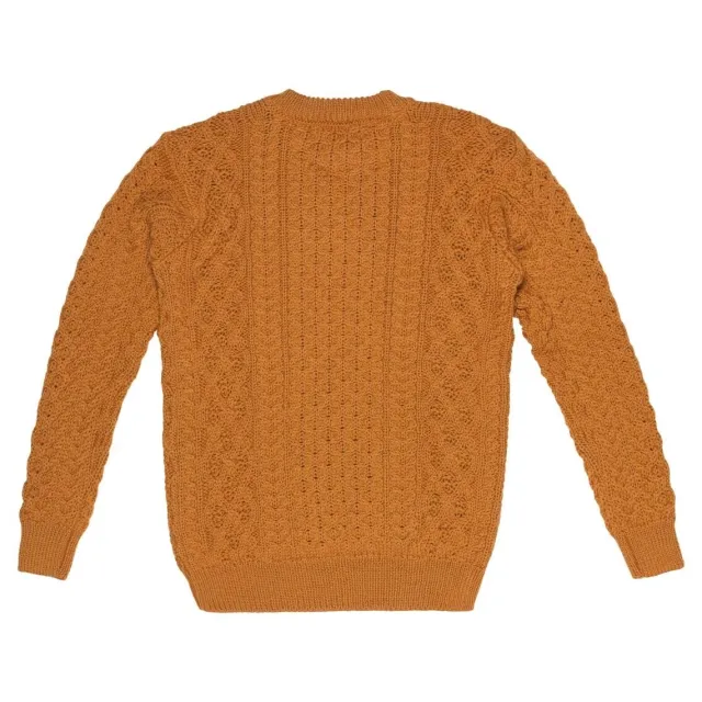Mens Fisherman Sweaters|Mens Knitwear*Sweater Shop Unisex Heavyweight Aran Sweater - Golden Ochre