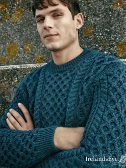 Mens Fisherman Sweaters|Mens Knitwear*Sweater Shop Unisex Heavyweight Aran Sweater Evergreen