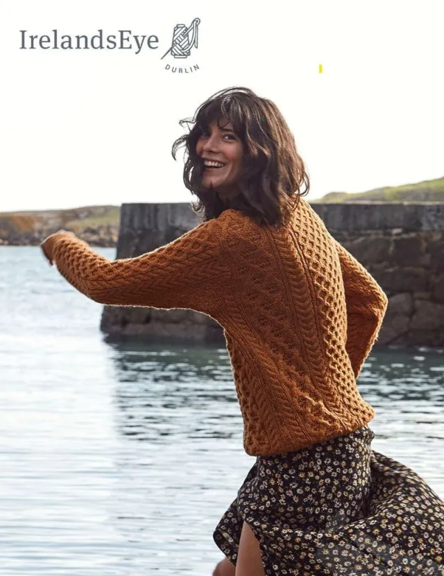 Womens Irish Knitwear|Womens Aran Fisherman Sweaters*Sweater Shop Unisex Heavyweight Aran Sweater Golden Ochre