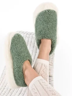 Wool Slippers|Slippers*Sweater Shop Unisex Merino Wool Slippers Green
