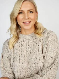 Womens Irish Knitwear|Womens Aran Fisherman Sweaters*Sweater Shop Unisex Pure Wool Aran Sweater Oatmeal Fleck