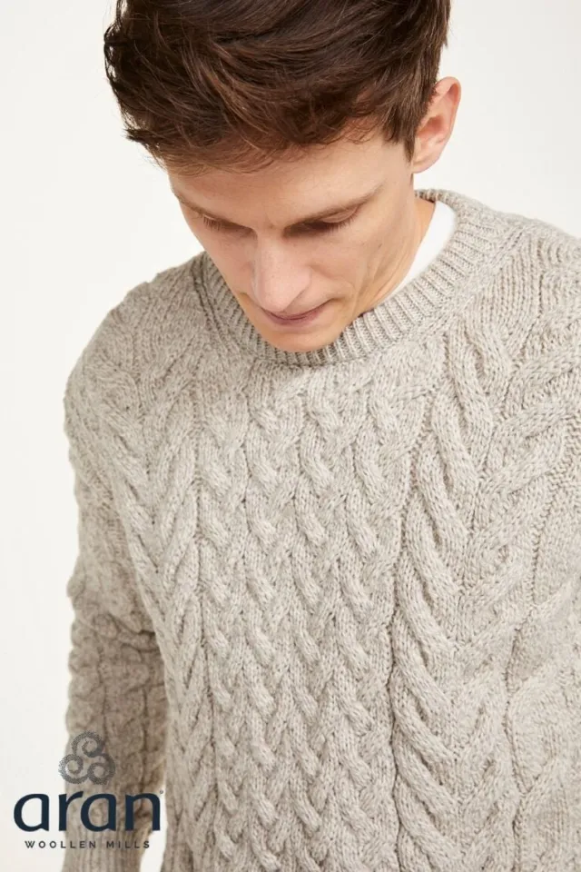 Mens Fisherman Sweaters|Mens Knitwear*Sweater Shop Unisex Super Soft Merino Wool Sweater Oatmeal