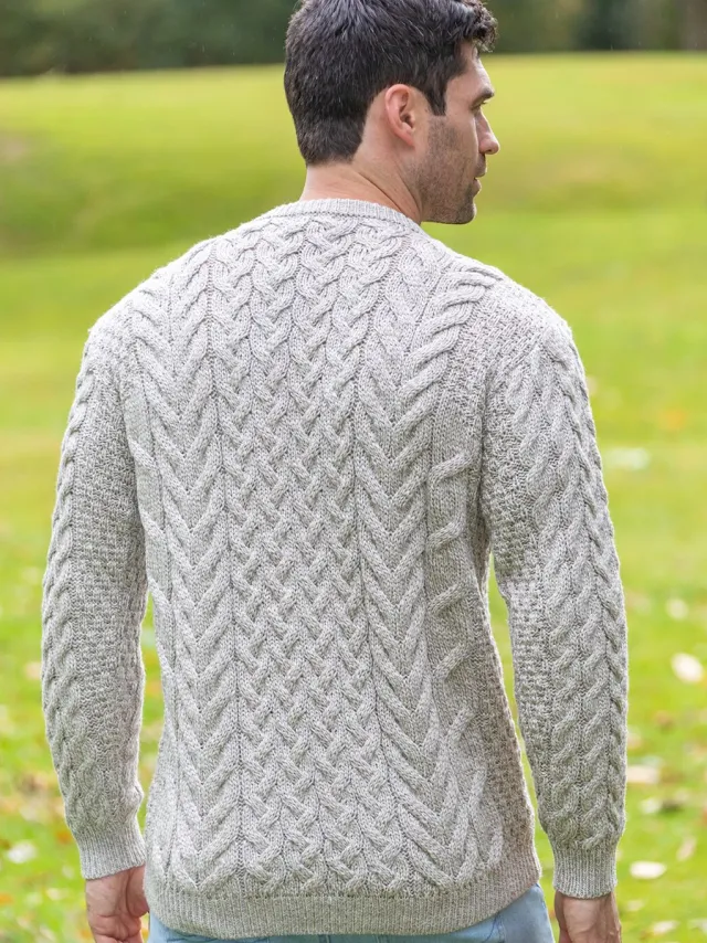 Mens Fisherman Sweaters|Mens Knitwear*Sweater Shop Unisex Super Soft Merino Wool Sweater Oatmeal