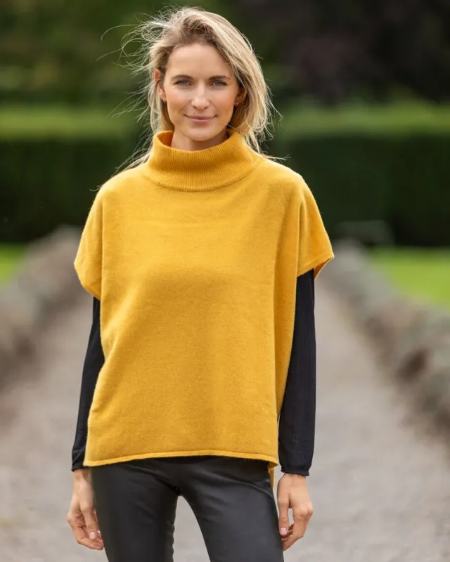 Designer Knitwear|Cashmere And Merino Wool Sweaters*Sweater Shop Wool & Cashmere Short Sleeve Sweater Mustard (One Size)