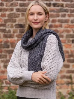 Ladies Wool Cashmere Scarves|Ladies Aran Scarves*Sweater Shop Wool and Cashmere Aran Scarf Slate