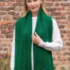 Ladies Wool Cashmere Scarves|Ladies Aran Scarves*Sweater Shop Wool and Cashmere Aran Scarf Green