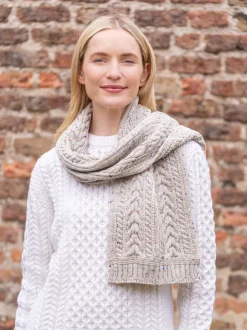 Ladies Wool Cashmere Scarves|Ladies Aran Scarves*Sweater Shop Wool and Cashmere Aran Scarf Fleck