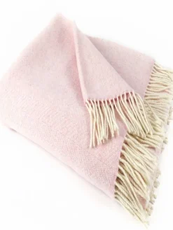 Cashmere & Merino Throws*Sweater Shop Wool and Cashmere Baby Pink Throw Col: 1430