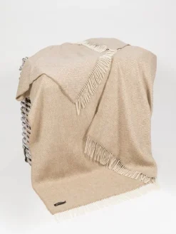Cashmere & Merino Throws*Sweater Shop Wool and Cashmere Beige Herringbone Throw Col: 1475