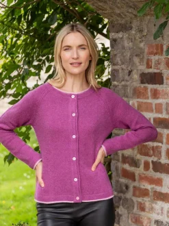Womens Irish Knitwear|Cashmere And Merino Wool Sweaters*Sweater Shop Wool and Cashmere Cardigan Pink Berry