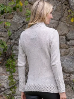 Womens Irish Knitwear|Cashmere And Merino Wool Sweaters*Sweater Shop Wool and Cashmere Cosy Trellis Sweater - Chalk