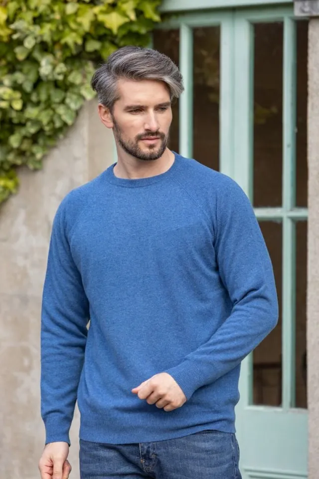 Cashmere And Merino Sweaters|Mens Knitwear*Sweater Shop Wool and Cashmere Crew Neck Denim