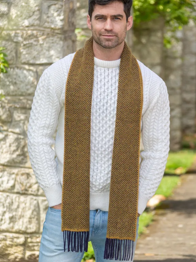 Wool Cashmere*Sweater Shop Wool and Cashmere Herringbone Scarf - 2444