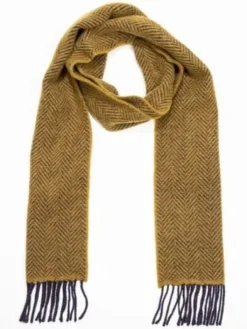 Ladies Wool Cashmere Scarves*Sweater Shop Wool and Cashmere Herringbone Scarf Mustard - 2444