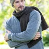 Wool Cashmere*Sweater Shop Wool and Cashmere Luxe Ribbed Scarf Charcoal - Made in Ireland