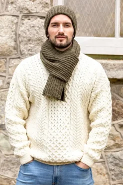 Wool Cashmere*Sweater Shop Wool and Cashmere Luxe ribbed scarf - forest green