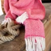Cashmere & Merino Throws*Sweater Shop Wool and Cashmere Raspberry Herringbone Throw Col: 1406