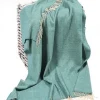 Cashmere & Merino Throws*Sweater Shop Wool and Cashmere Turquoise Herringbone Throw Col: 1417