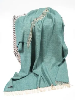 Cashmere & Merino Throws*Sweater Shop Wool and Cashmere Turquoise Herringbone Throw Col: 1417