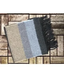 Wool Cashmere*Sweater Shop Wool Cashmere Scarf Made in Ireland - Blue/Grey/Beige Mix 8003
