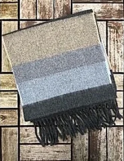 Wool Cashmere*Sweater Shop Wool Cashmere Scarf Made in Ireland - Blue/Grey/Beige Mix 8003